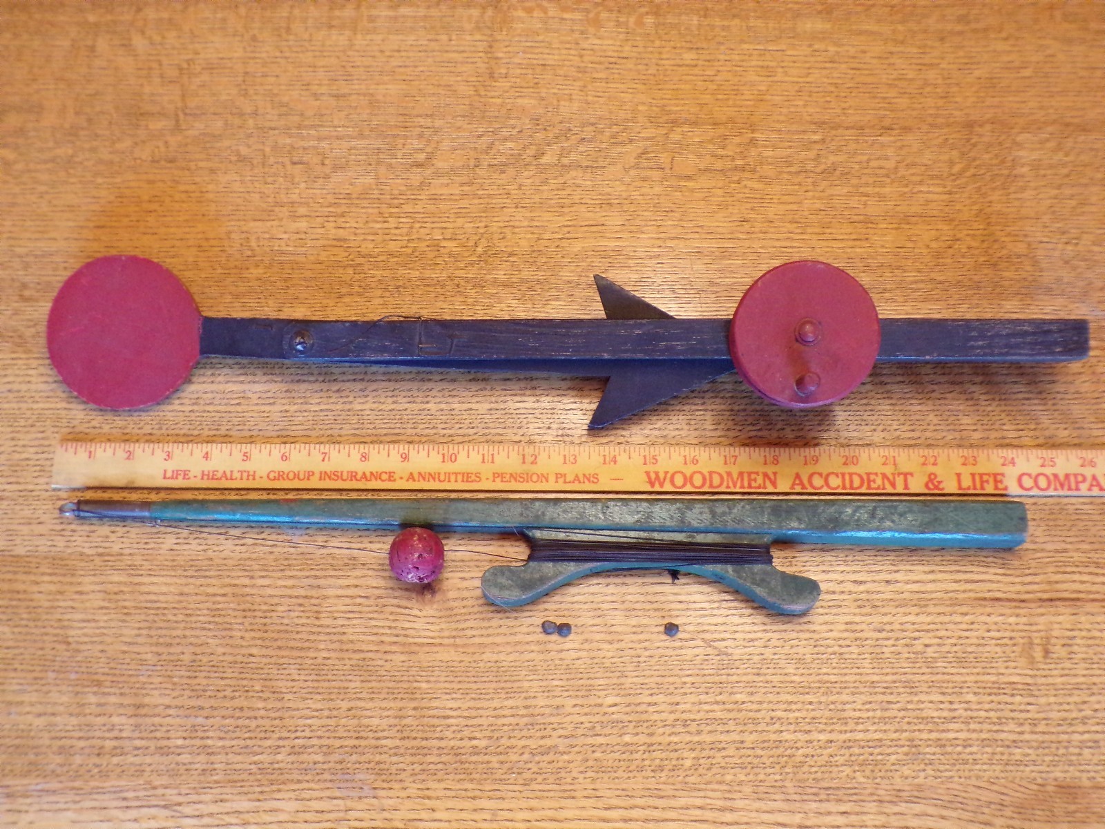 Antique Primitive Wood Hand Carved Ice Fishing Tip Up Pole Rod Outdoor Decor