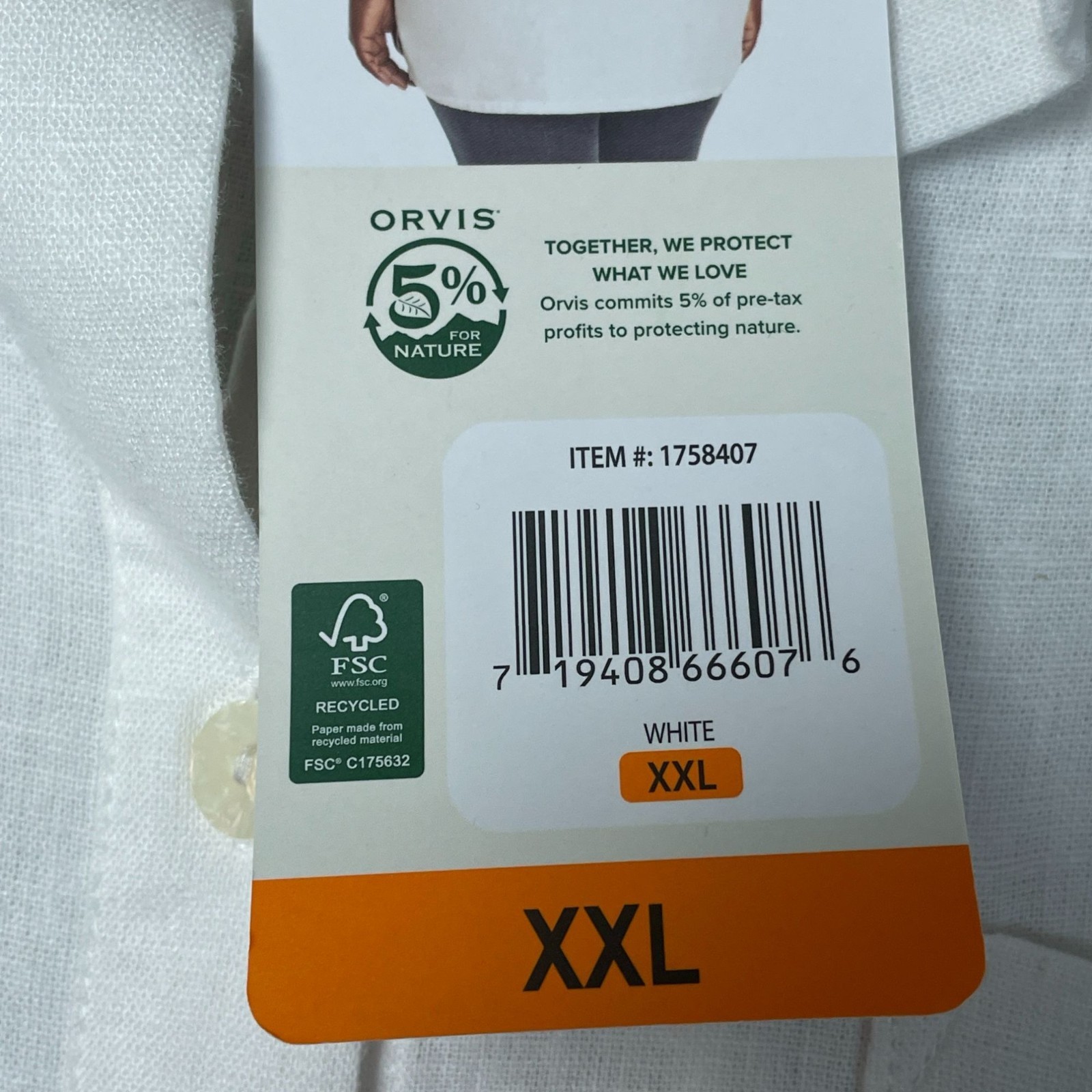 NWT Orvis Women’s XXL White Linen Rayon Button-Down Shirt Short Sleeve i2121