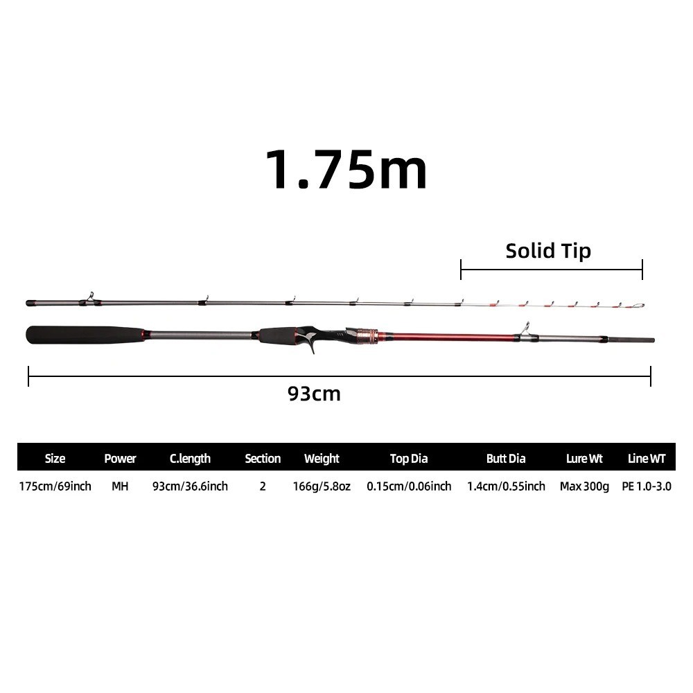 Cuttlefish Fishing Rod ML MH 1.5M 1.6M 1.75M Saltwater Squid Boat Fishing Rod Se