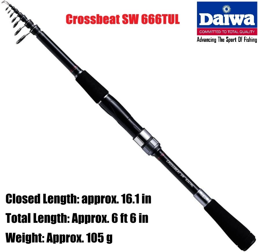 DAIWA Crossbeat SW 666TUL Telescopic Spinning Rod 6pc 6’6″ Light Game From JAPAN
