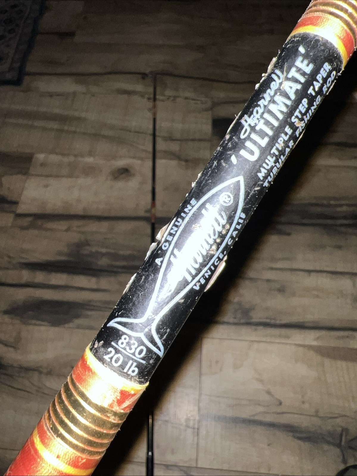 Vintage HARNELL 830 2pc Fishing Rod With Cork Handle 7’6” USA 20lb Line