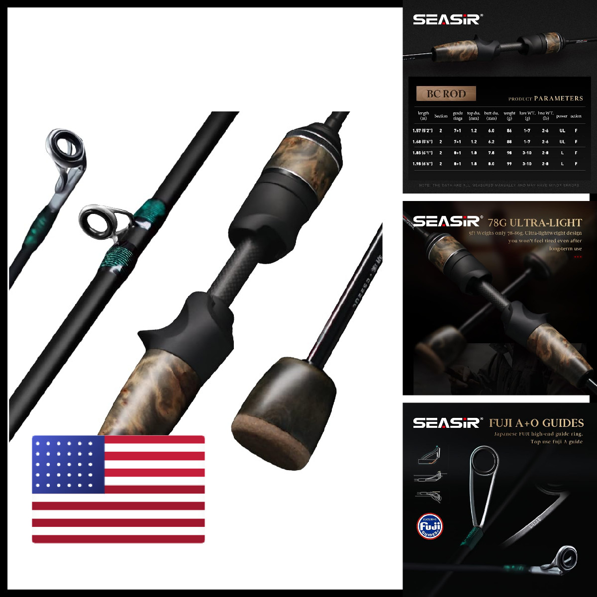 Seasir Stream Fishing Rod Ultralight Spinning Rod Travel Bait Casting Rod 2