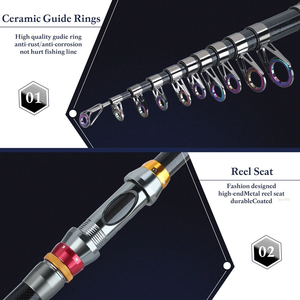 Carbon Fiber Travel Spinning Telescopic Fishing Rod Portable Retractable Fishing