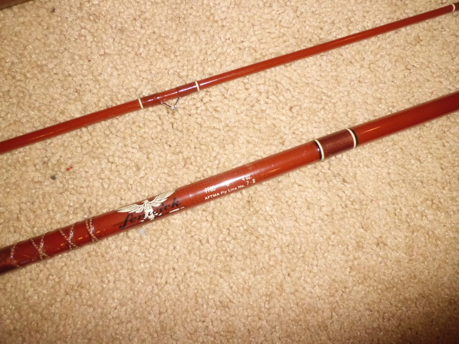 Vintage FENWICK Feralite FF80 Fly 8′ Rod made in USA- 7-8 fly line #F47527