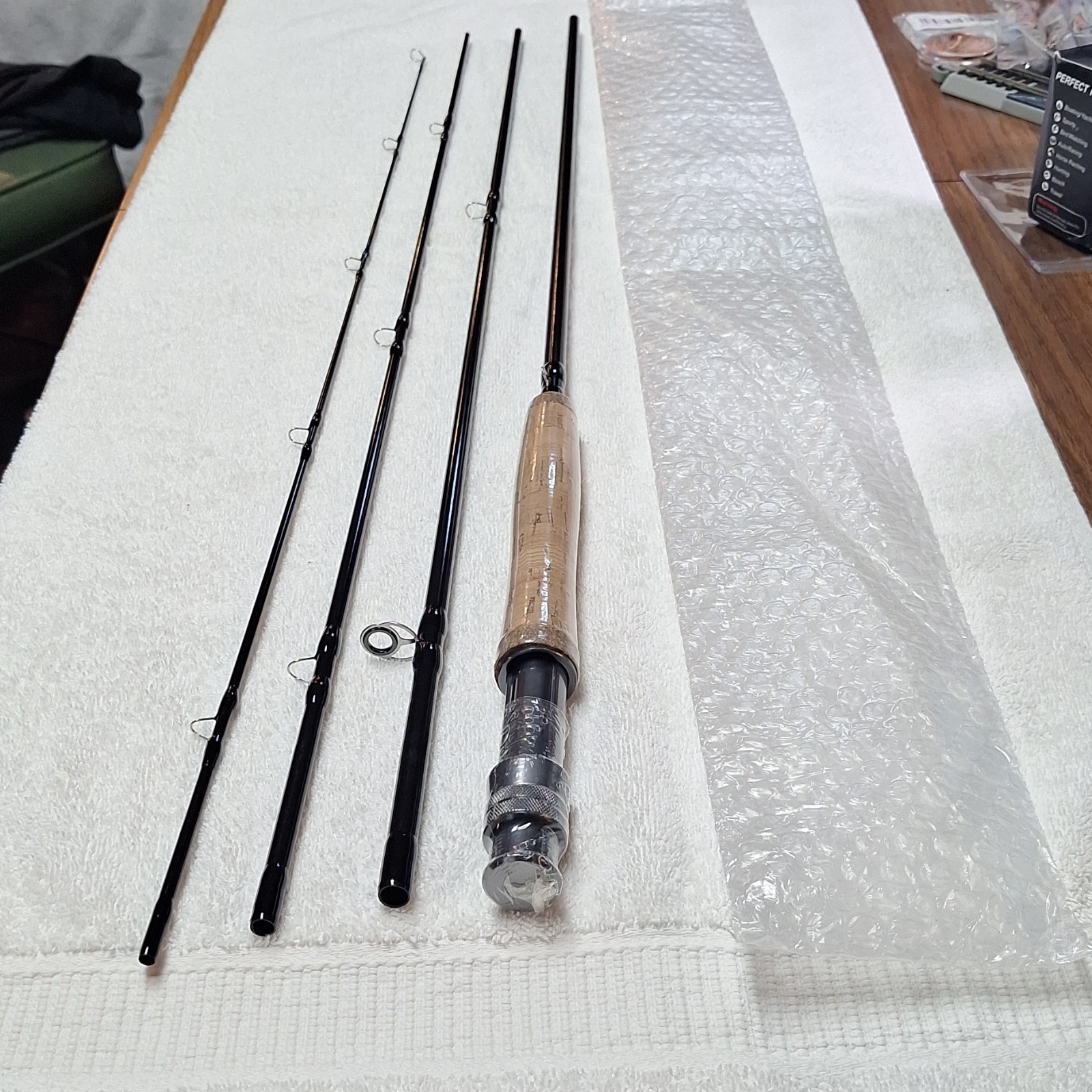 Premium Fishing Rod 4-Section 9′ , 5/6wt Black Carbon Fiber Graphite Fly Rod