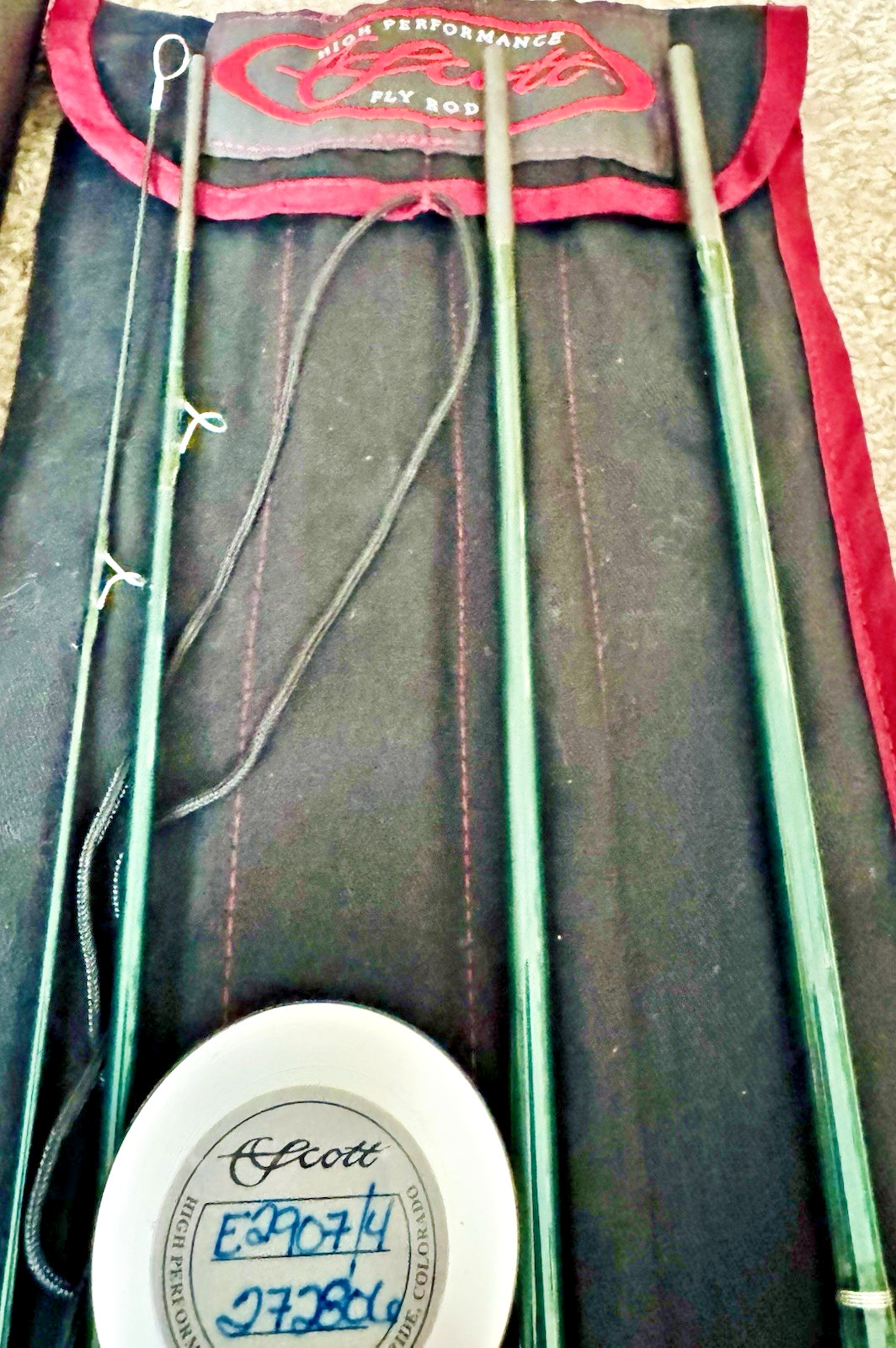 Scott E2 9 Foot #7 Graphite 4 Piece Trout Fly Rod with Travel Tube & Bag