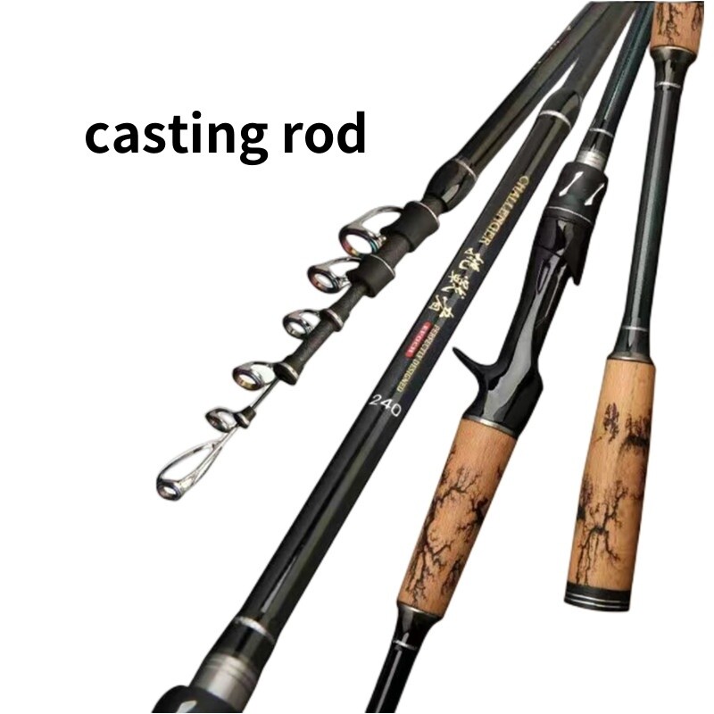 1.8M-2.4M Telescopic Fishing Rods Carbon Spinning Casting Rods Fishing Pole Bait