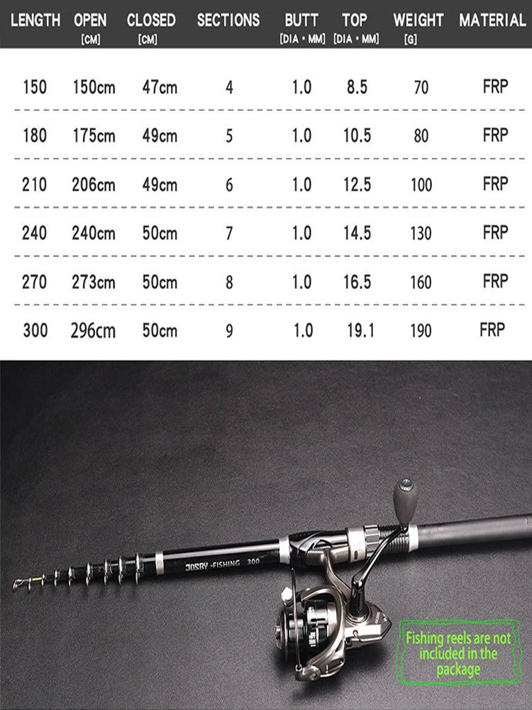 1.5M-3.0M Telescopic Fiberglass Fishing rod Ultra-Light Fishing Pole Sea Rod