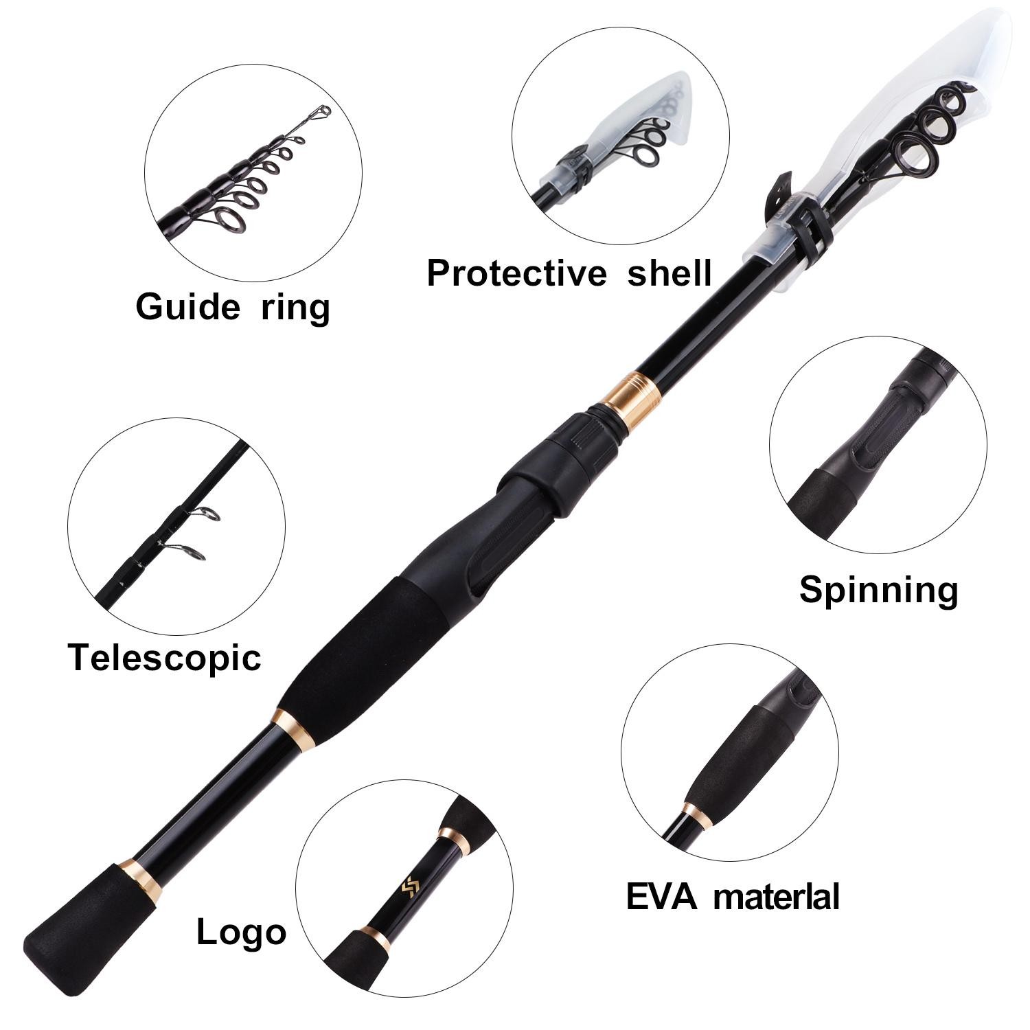 Sougayilang Telescopic Fishing Rod Carbon Fiber Ultralight Spinning Pole 1.8-2.4