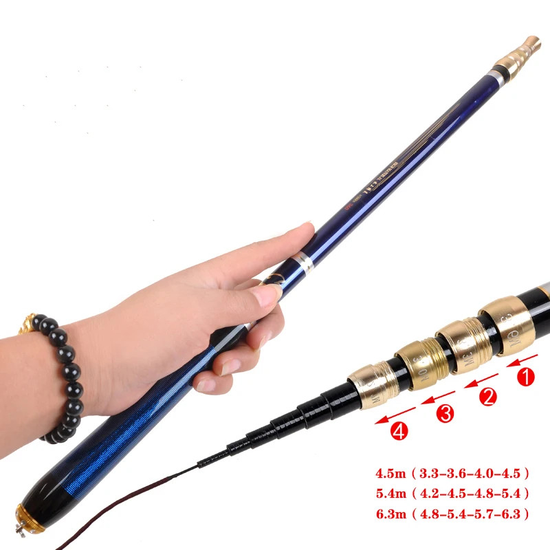 4.5M6.3M Adjustable Positioning Fishing Rod Telescopic UltraShort Carbon Fishing