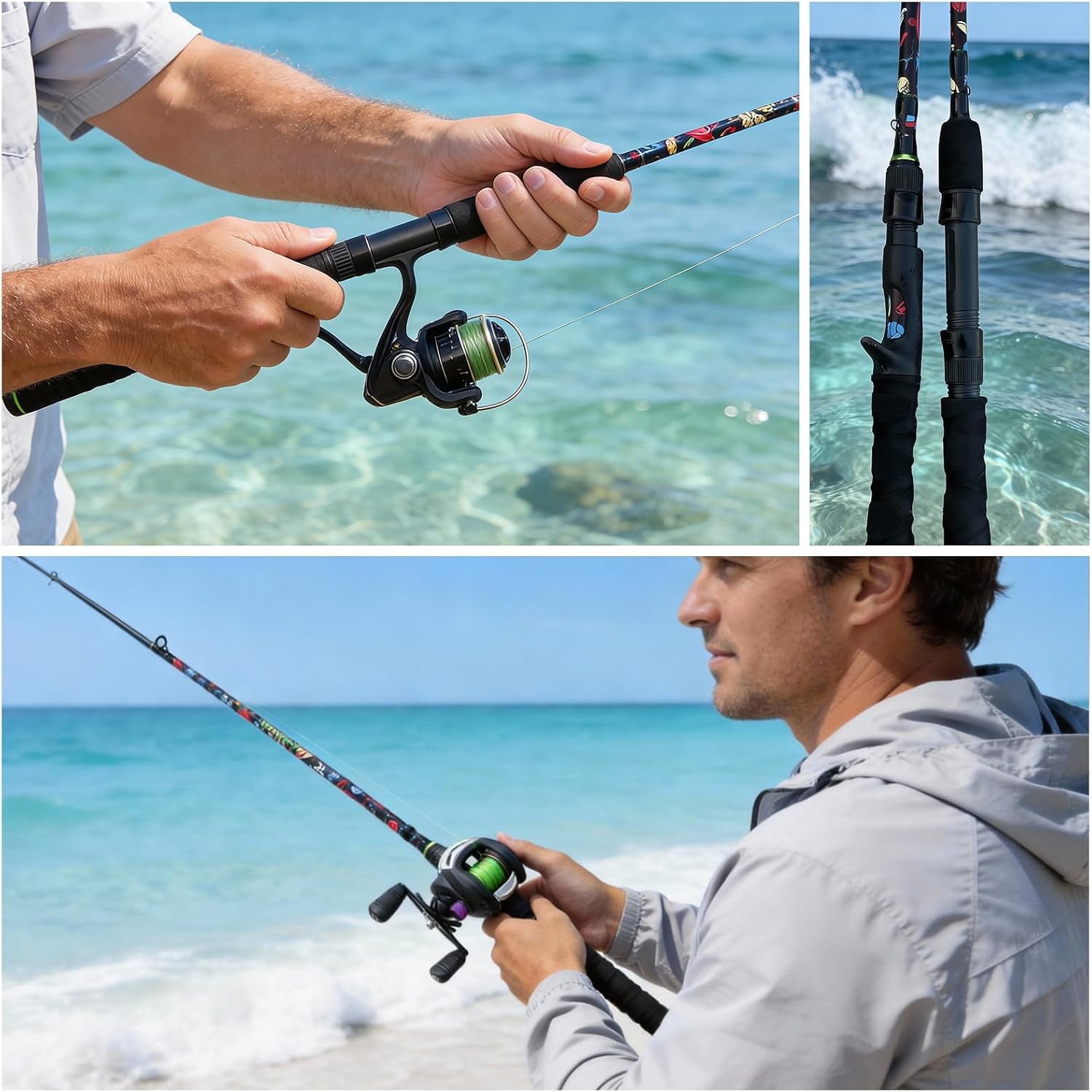 5’6″ Ultra-Light Spinning Fishing Rod Threaded Grip Gun Handle Durable Composite