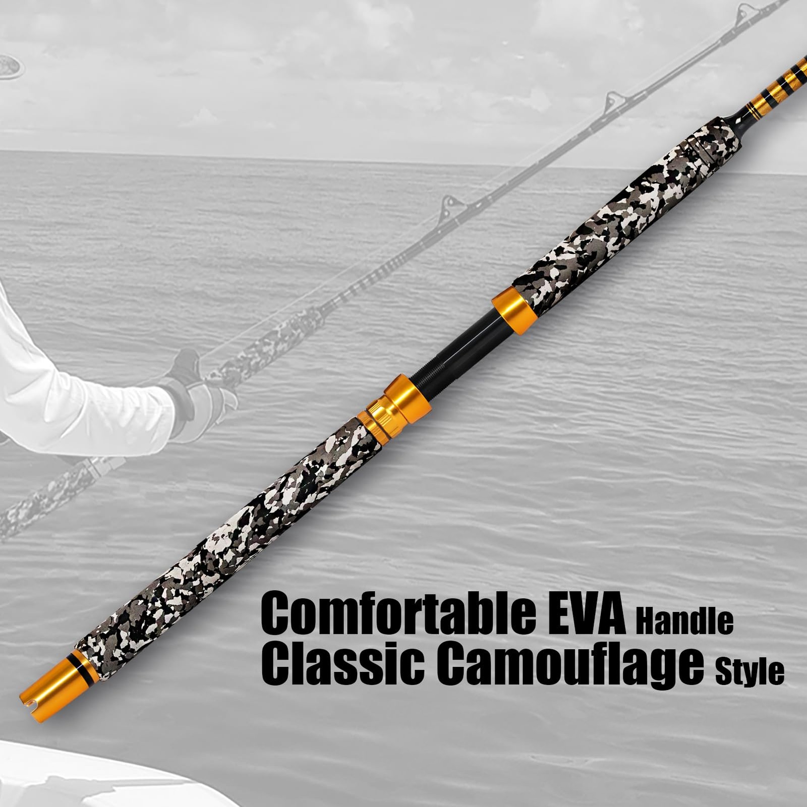Fiblink 1-Piece Saltwater Offshore Trolling Rod 6-Feet Big Game Rod Conventional