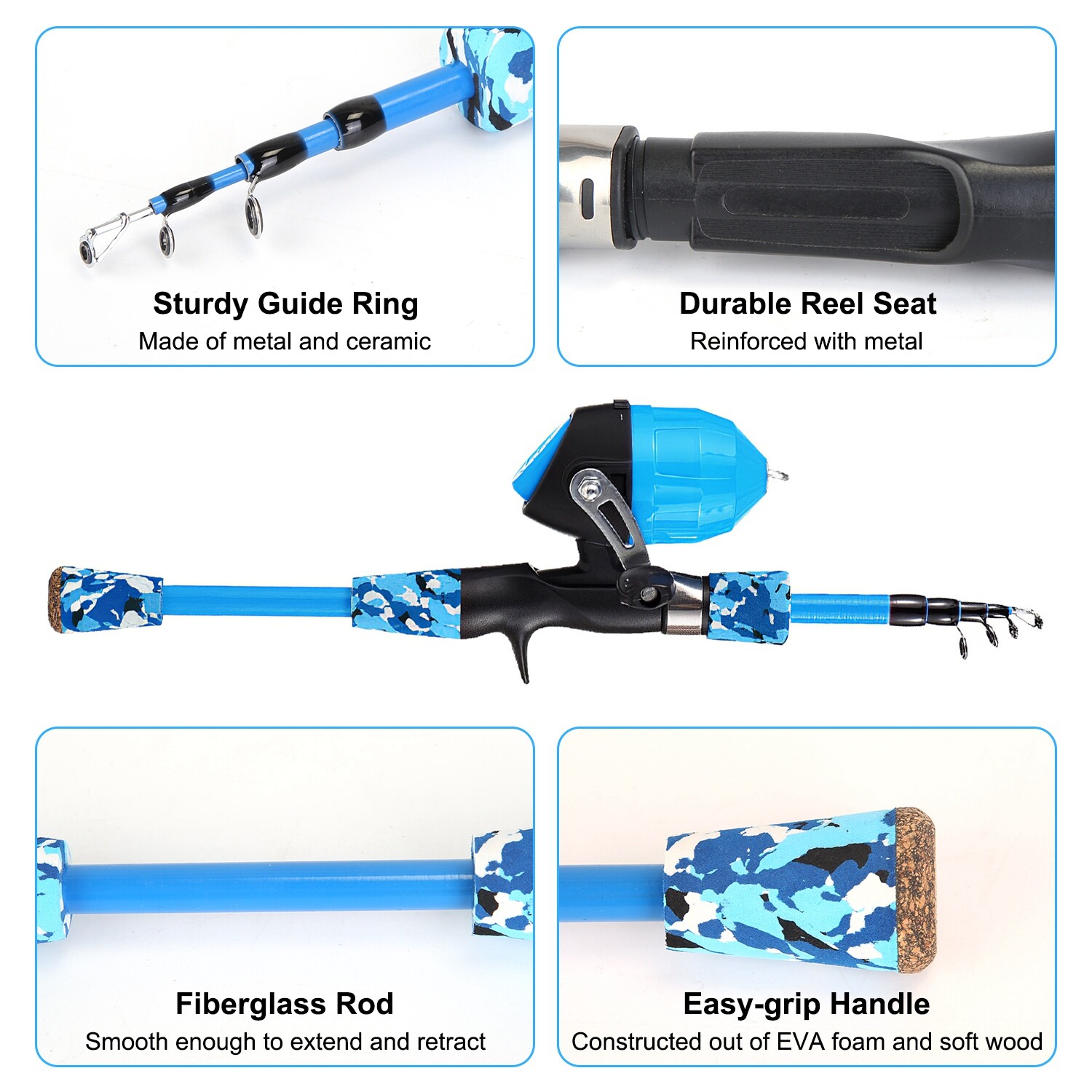 Toddler Kids Boys Girls Telescopic Fishing Rod and Reel Combo Kit w/ Tackle Box