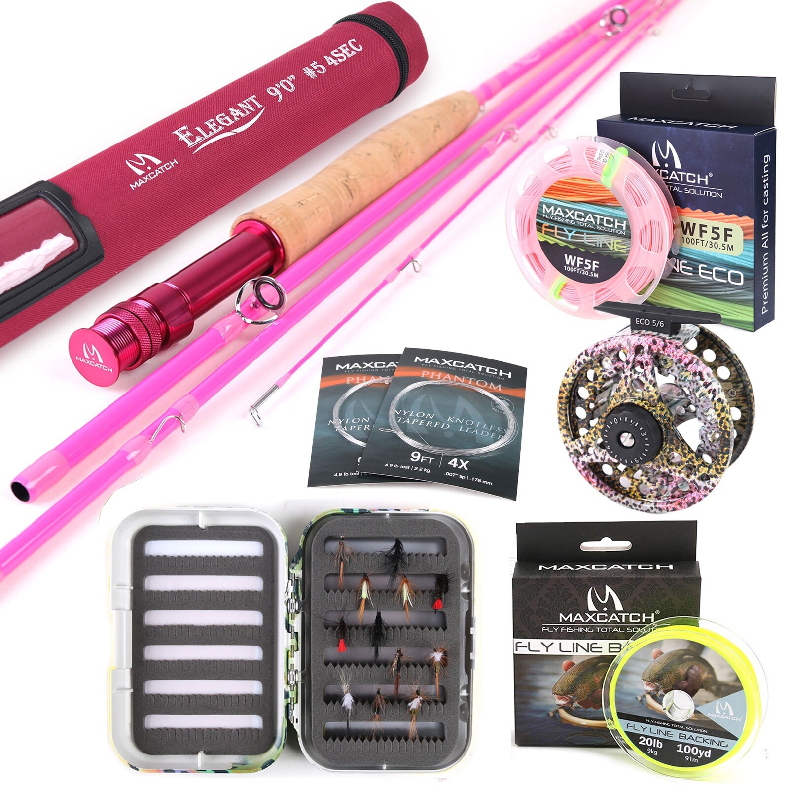 Women’s Elegant Pink 2wt/5wt Medium-Fast Action Fly Fishing Rod Combo
