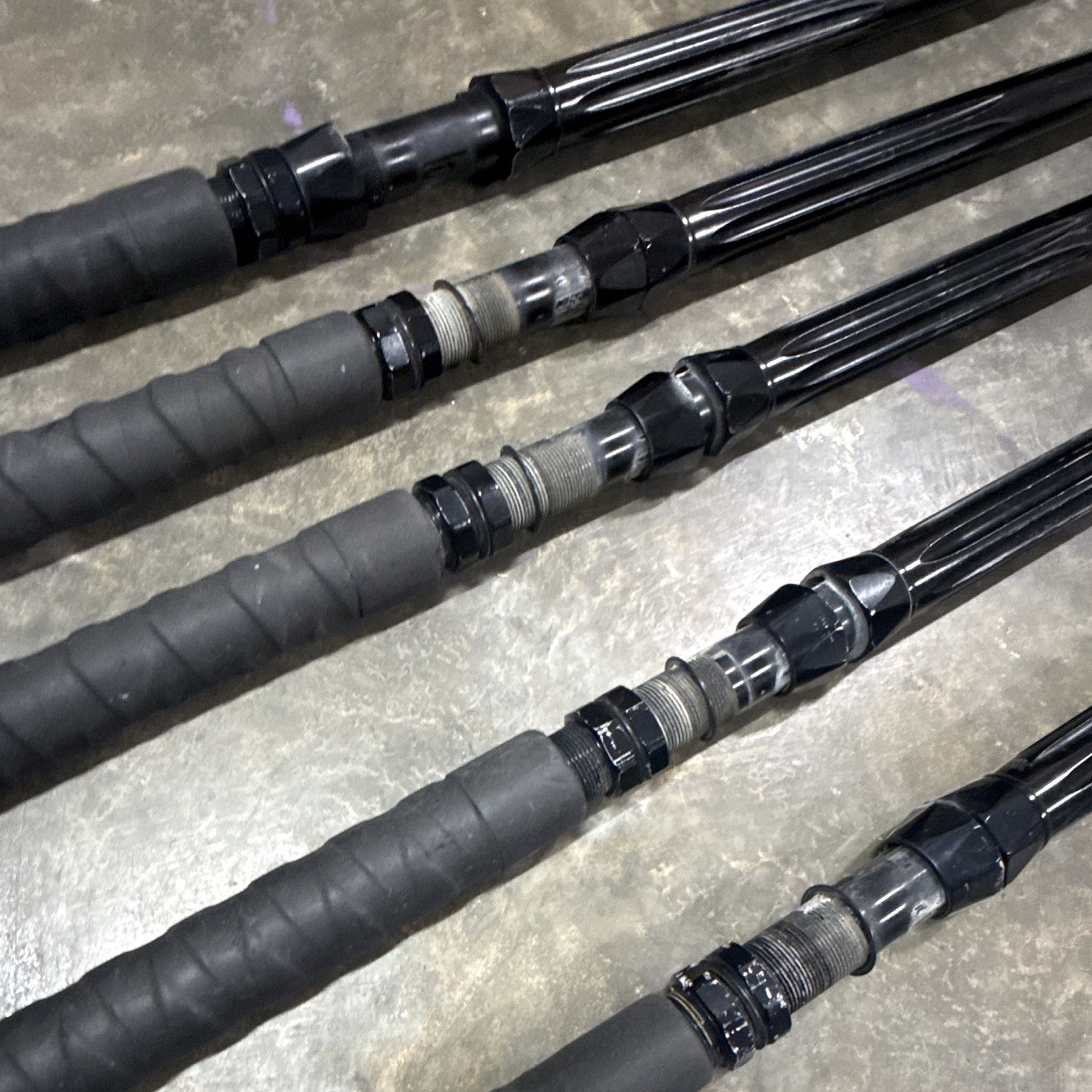 5- Custom tuna rods- used- Calstar blanks- Winthrop tips except 1 of them.