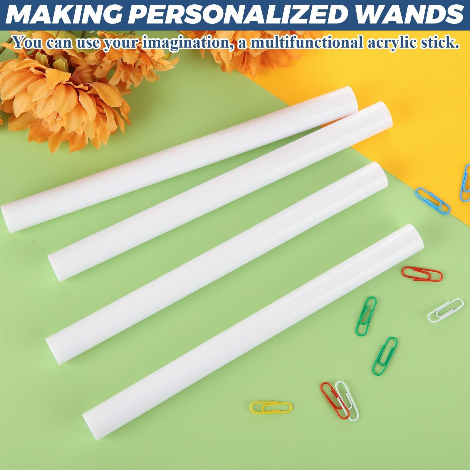 10 PCS White Acrylic Dowel Rods Round Plastic Sticks 3/4×10 Inch