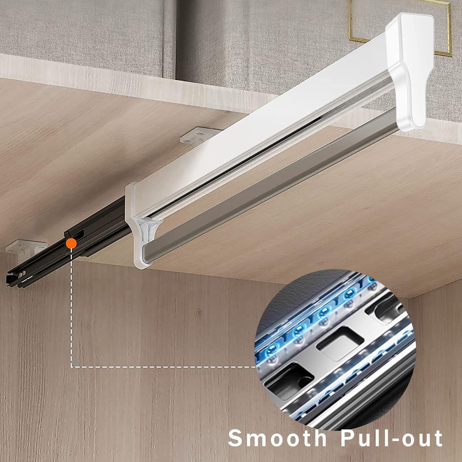 MAFAGE Adjustable Closet Valet Rod Heavy Duty Steel Sliding Clothes Rail 447mm