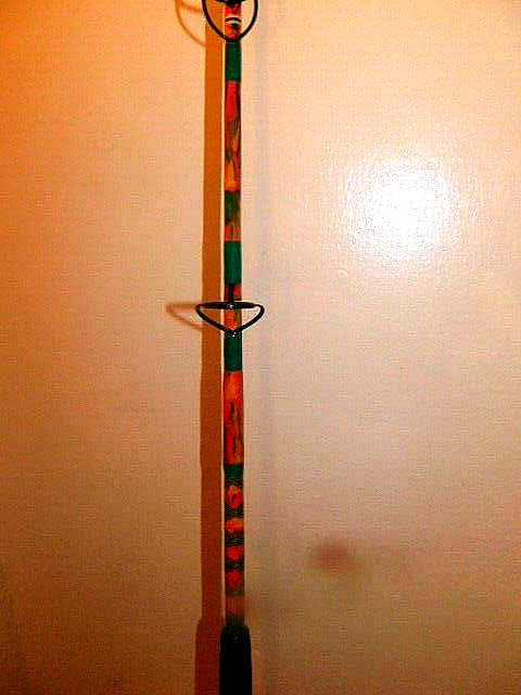 CUSTOM SPINNING ROD 7 FT40-80 LB TROPICAL ORANGE,GREEN YELLOW MARBLE NEW