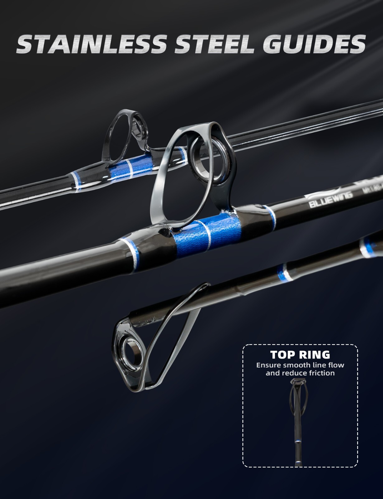 BLUEWING 6’0” Bluewater Trolling Fishing Rod 1pc Fiberglass Rod Moderate Fast