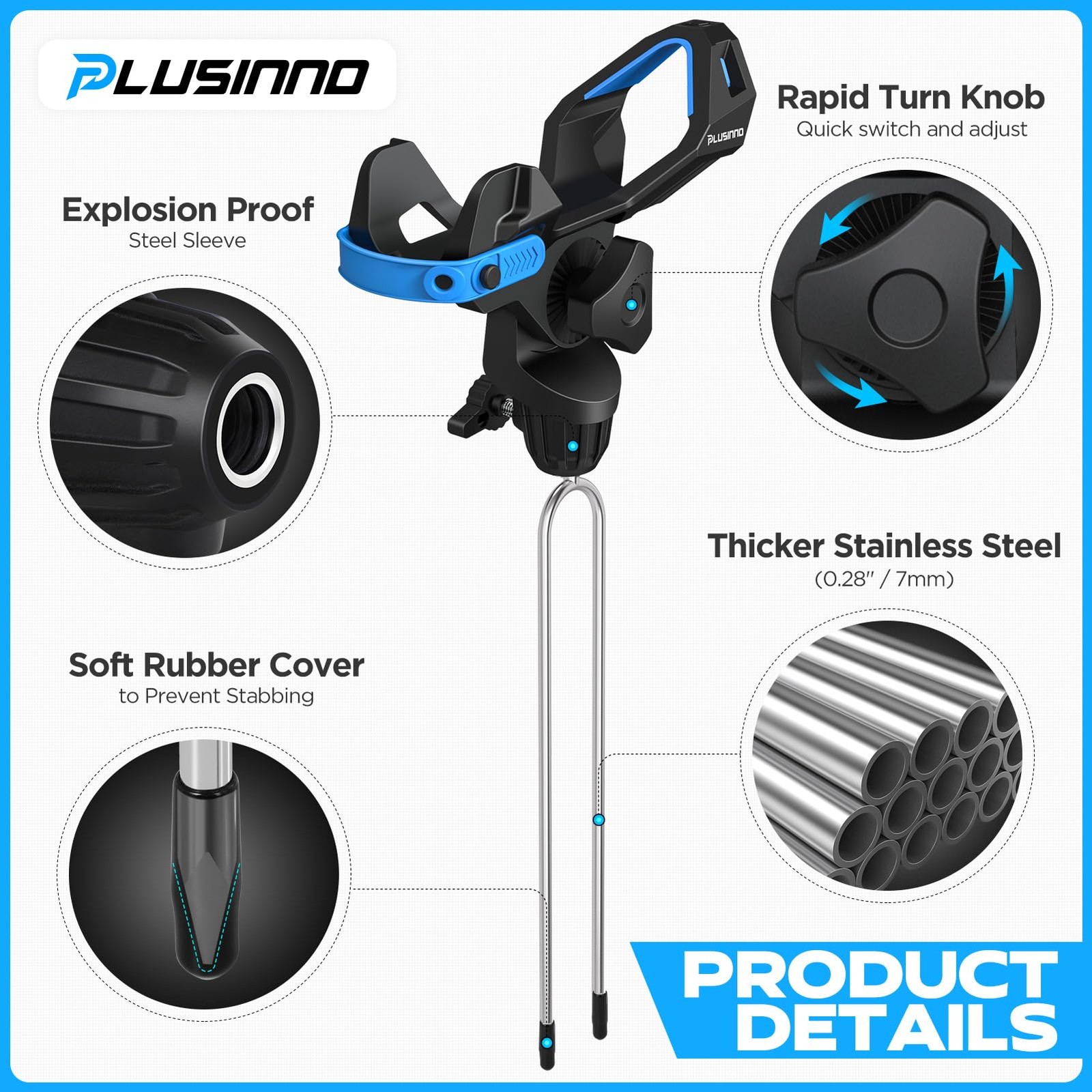 PLUSINNO 1/2/4 Pack Fishing Rod Holder for Ground, Upgraded Rod Holders for Bank