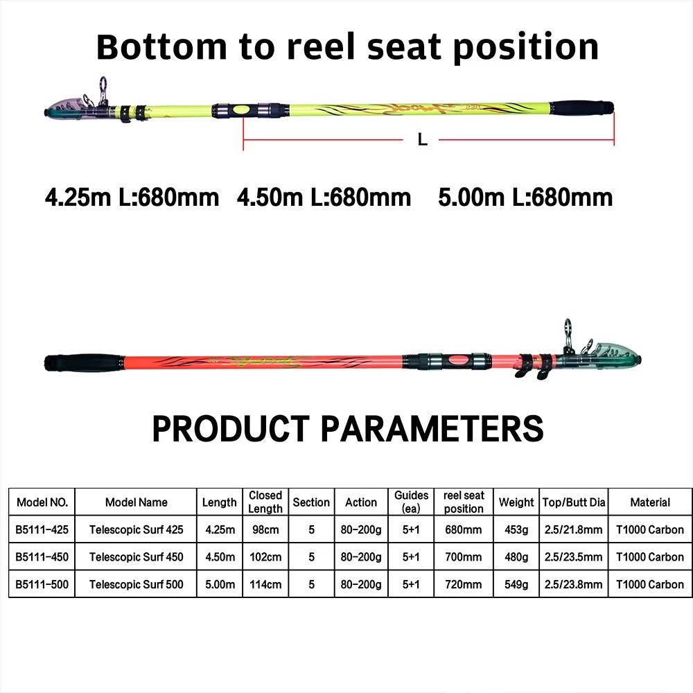 Telescopic Fishing Rod Sea Surf Pier Saltwater Freshwater Rods Various
