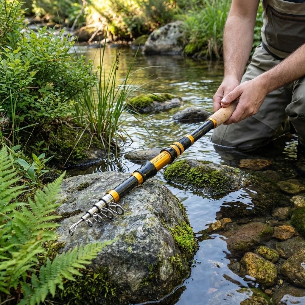 Black Gold Carbon Telescopic Sea Fishing Rod Hard Action Casting Pole 1.8M 2.1M