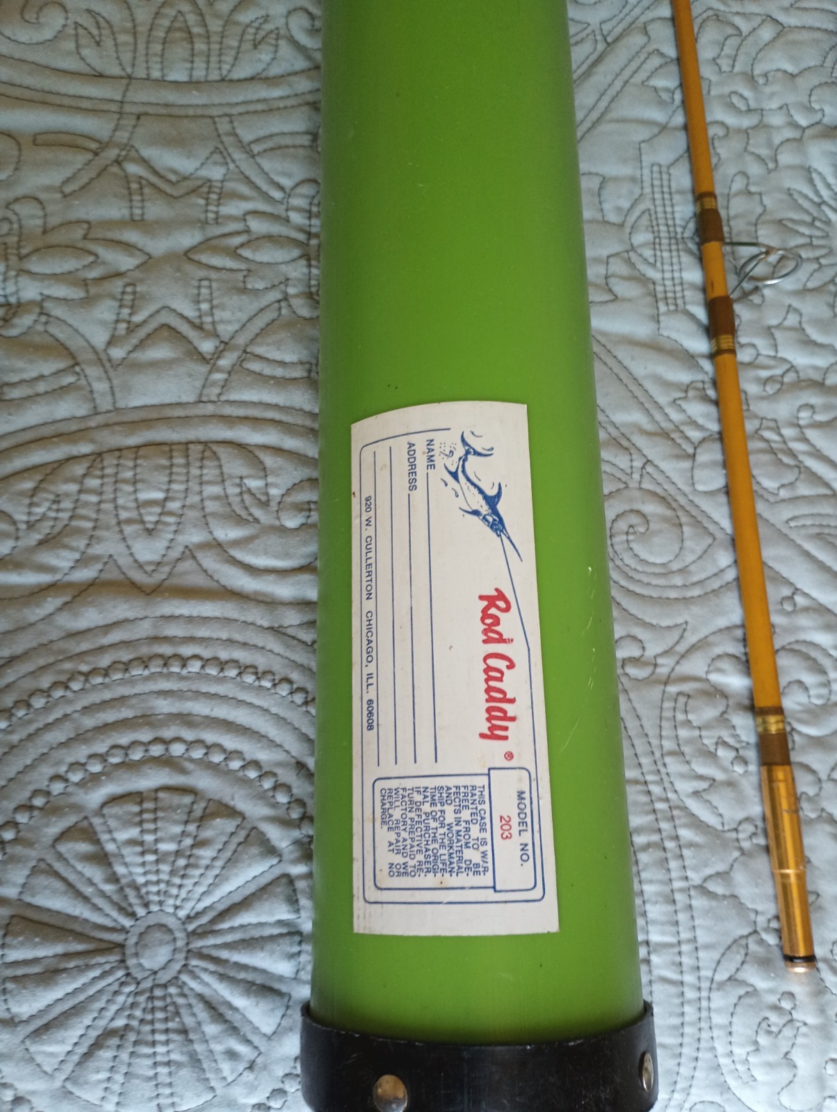 Vtg Rare REEDER Earl MFG Co 2pc Spinning Boat Rod 8’8″ Vancouver WA & Rod Caddy