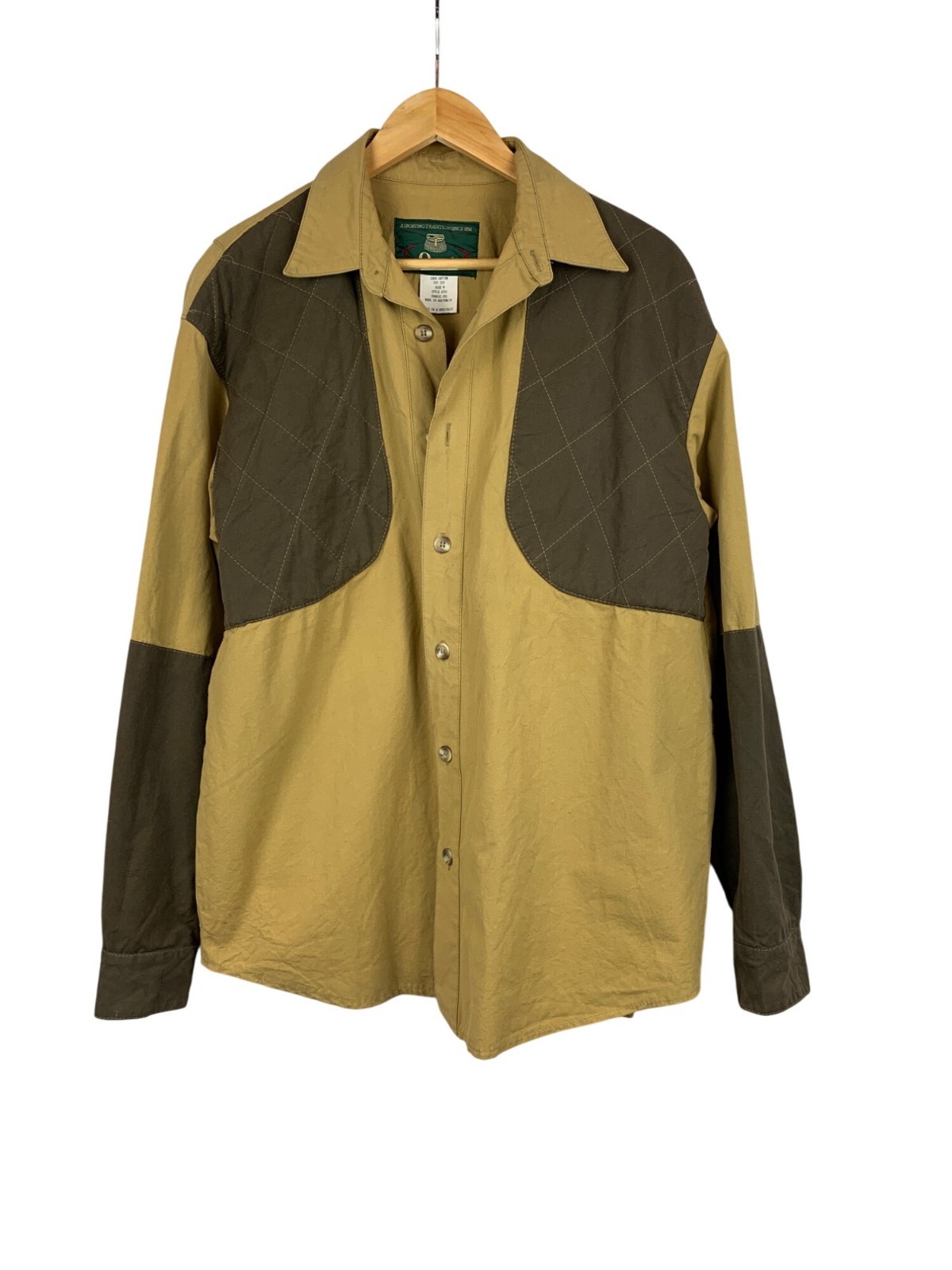 Orvis Mens Khaki & Olive Shooting Jacket L 100% Cotton