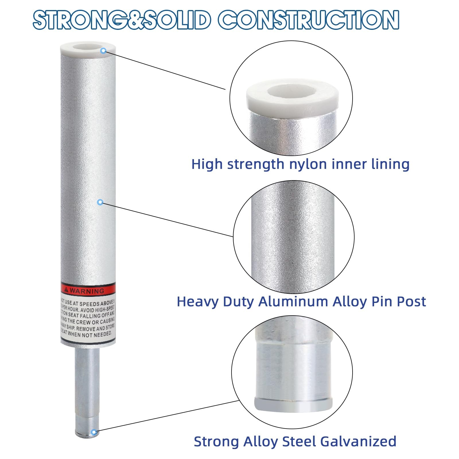 3/4″ Boat Seat Pin Post Pedestal Base for 11 inch, silver