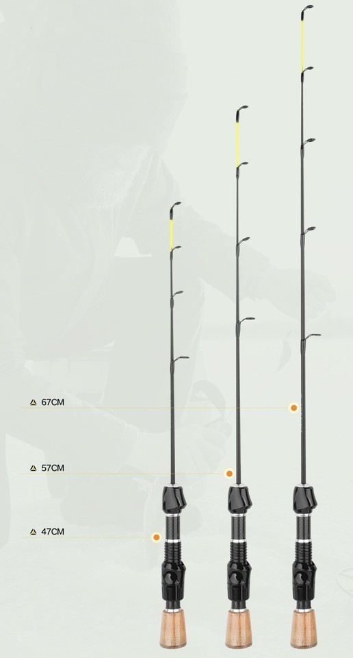 Portable Ice Fishing Rod Ultra-light Short Section 47cm 57cm 67cm Winter Rods