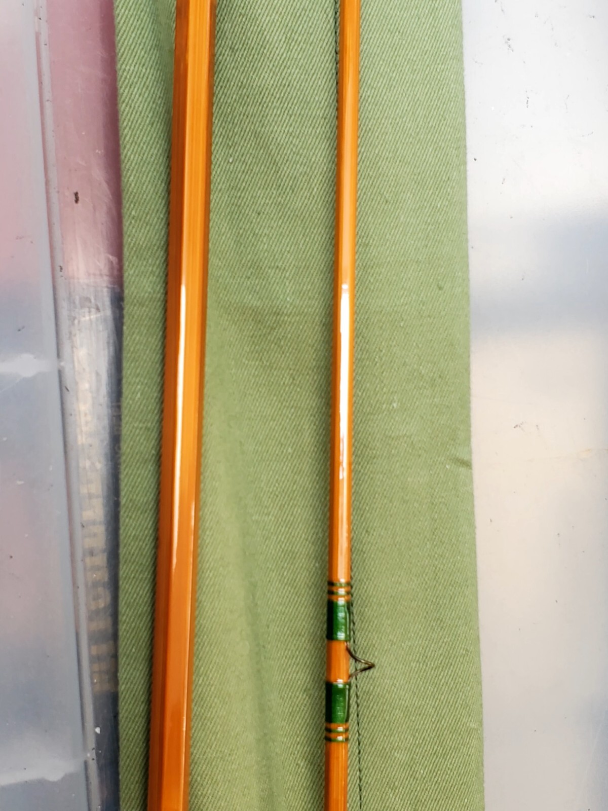 New Pezon Et Michel Bamboo Rod FRANCE 8’6″ 2pc w/2Fighting Buttons-tube-Sock