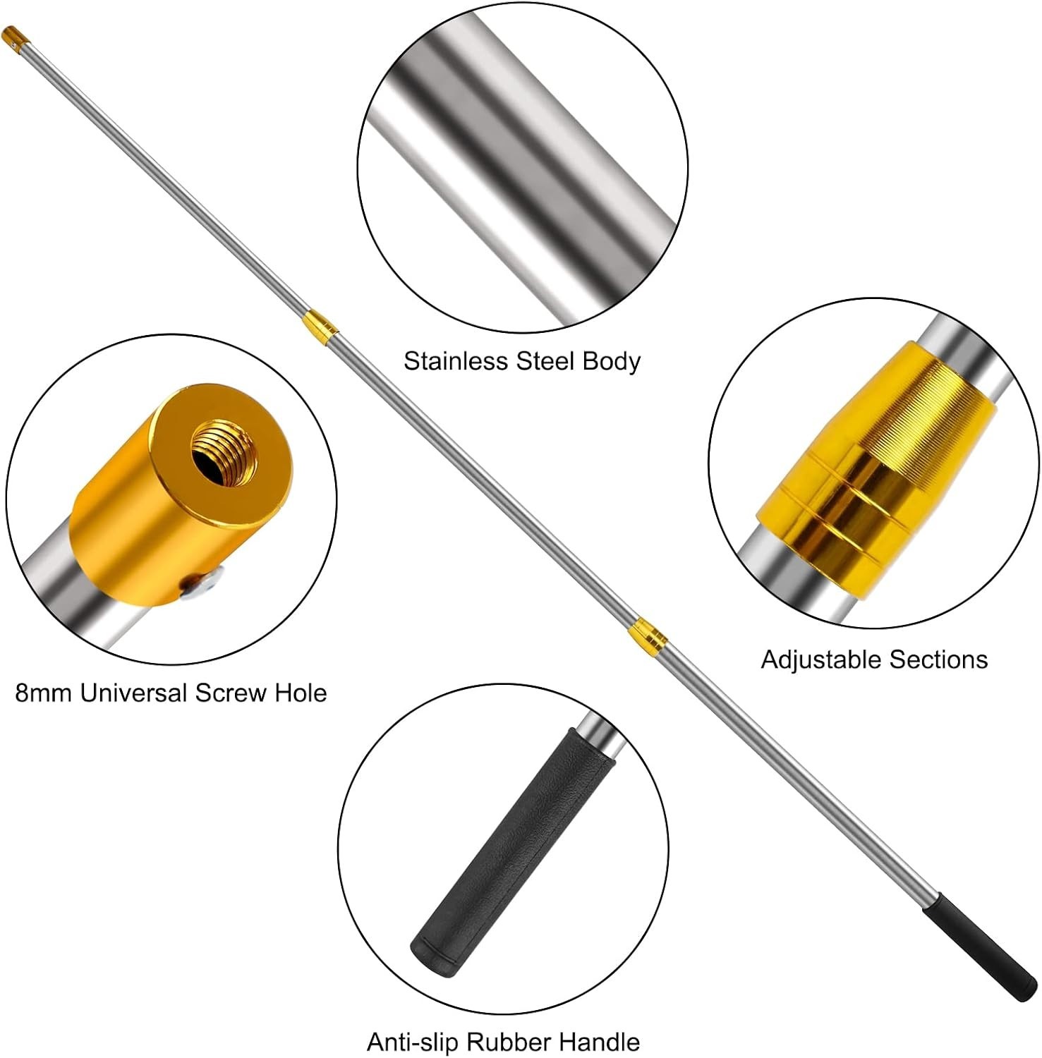Long Stainless Steel Telescopic Rod ，Replaceable Harpoon, Telescopic Rod can …