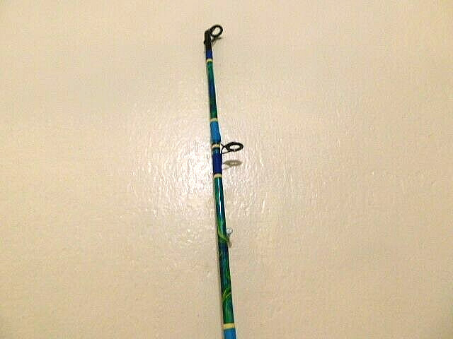 CUSTOM SPINNING ROD MAHI BLUE GREEN YELLOW MARBLE 25-50 LB FUJI GUIDES 7′ NEW