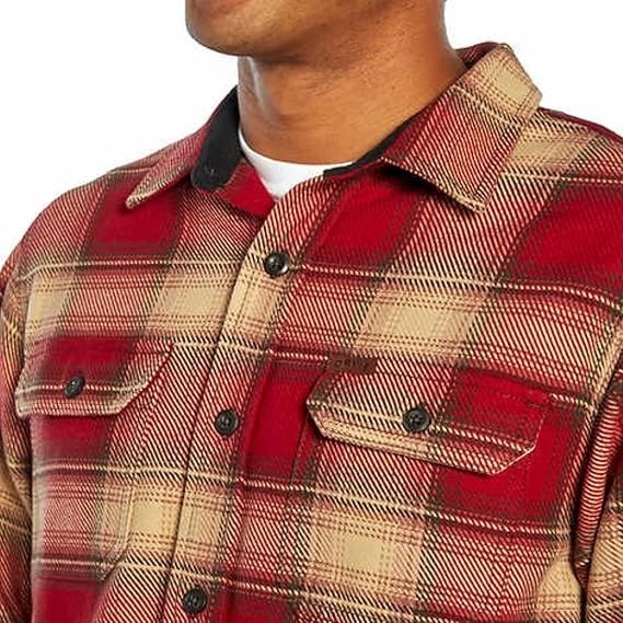 Orvis Men’s M Red Plaid Flannel Shirt Jacket Long Sleeve B1171