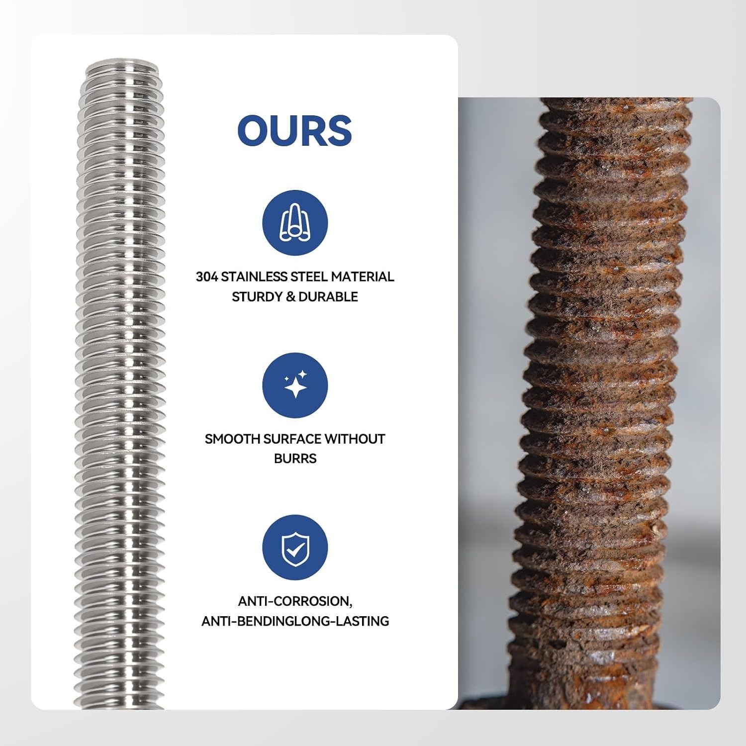 304 Stainless Steel M6 Threaded Rod Collection