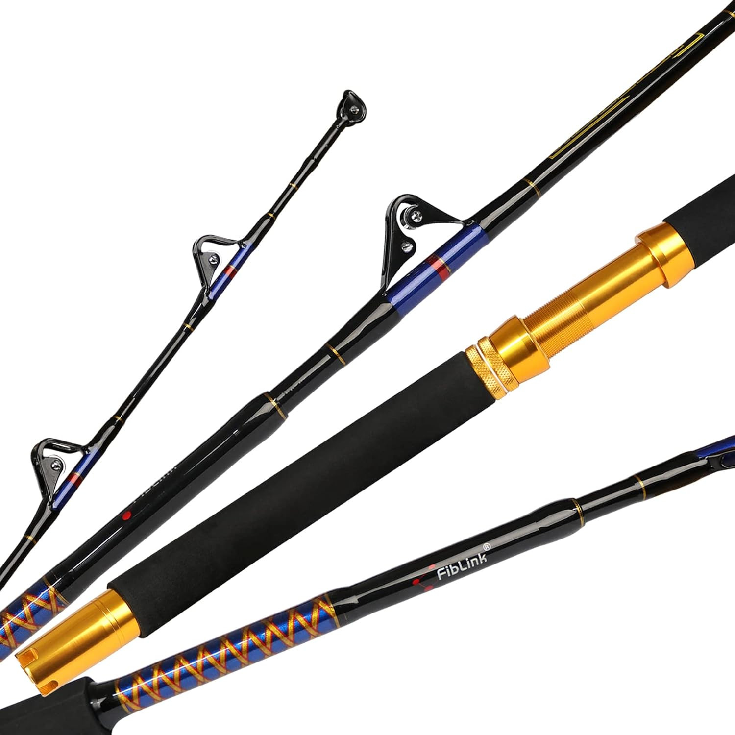 Fiblink Saltwater Fishing Trolling Rod 1 Piece/2 Piece Heavy Roller Rod Big Game