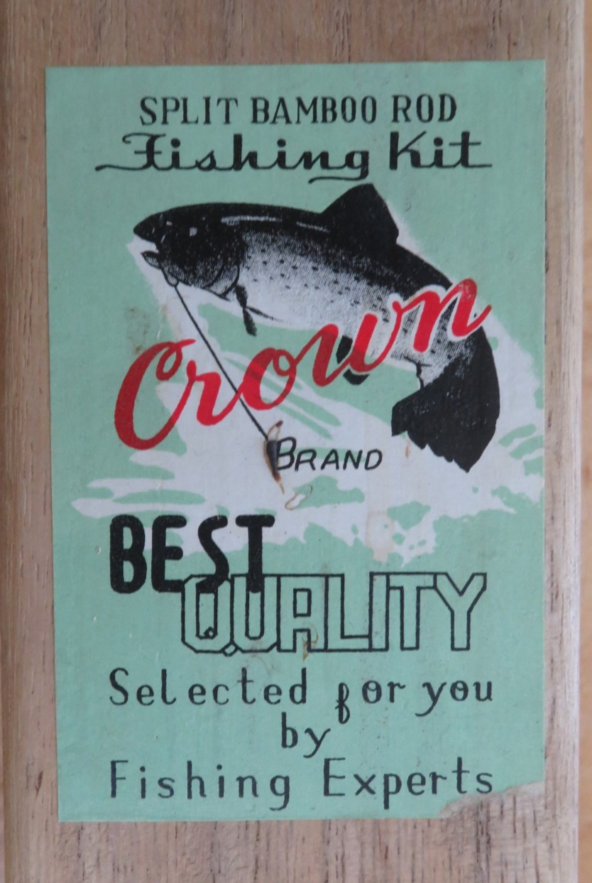 Vintage Crown Japanese 8′ Bamboo Fly Fishing Rod Set w/ Crown Brand Box & Gear