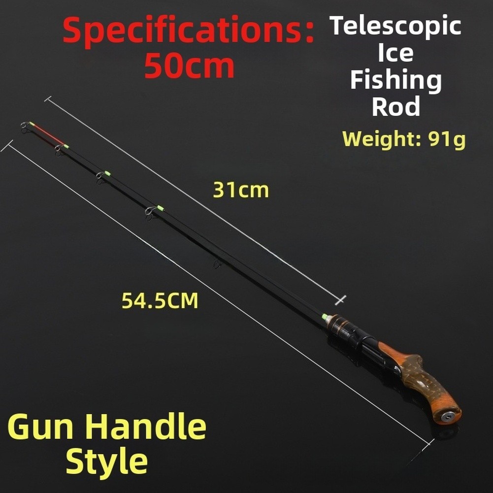 Ice Fishing Rod 50cm Fiberglass Construction Wood Handle for Cold Climates