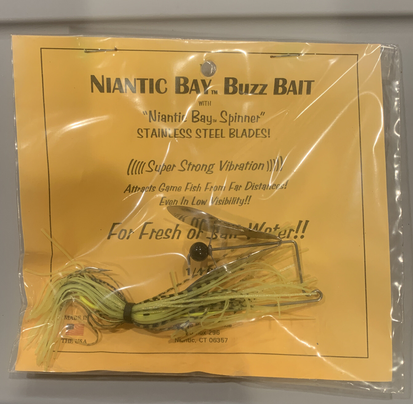 Rare Niantic Bay Spinner Buzz Bait 1/4 OZ Chartreuse Black