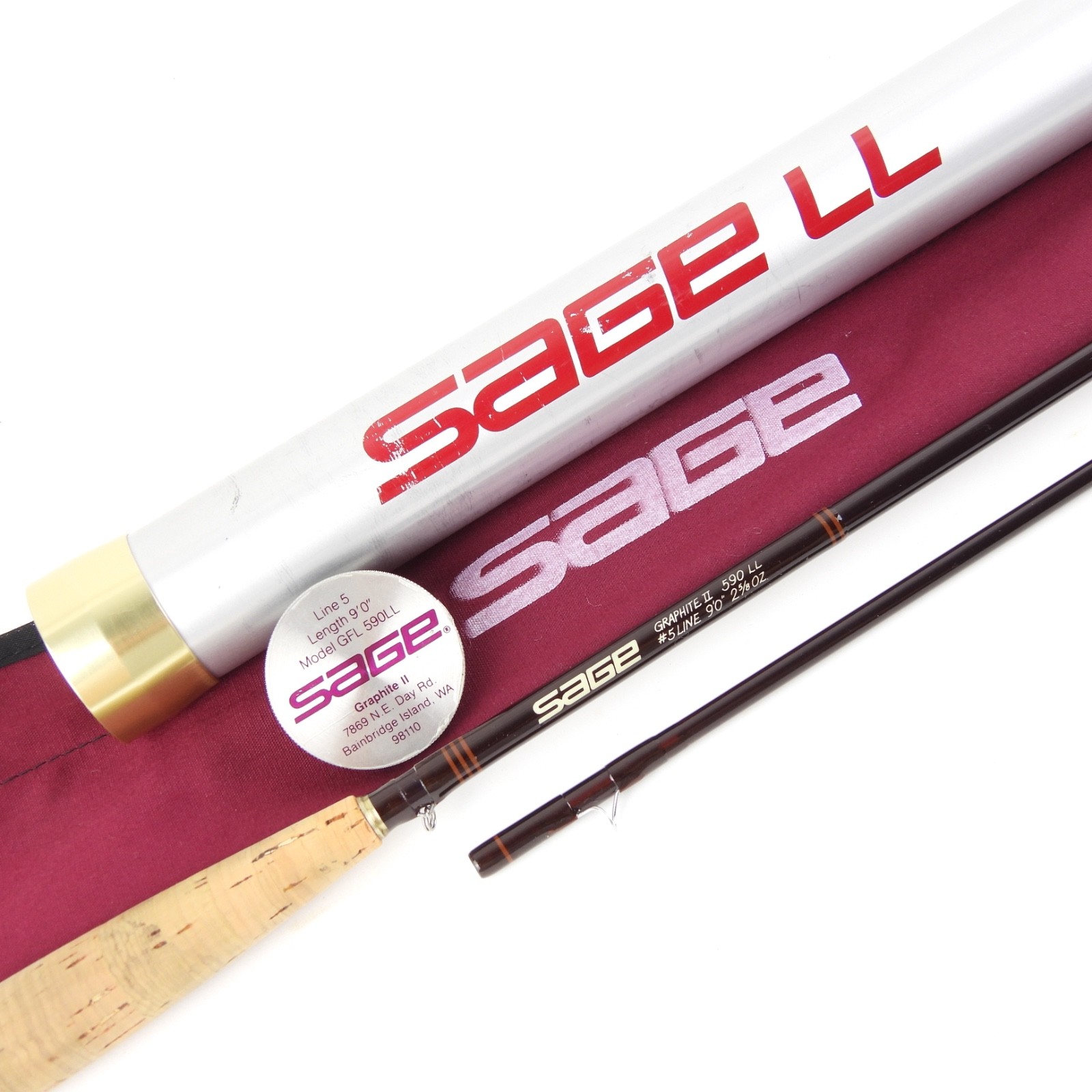 Sage Graphite II 590 LL Fly Fishing Rod. 9’ 5wt. W/ Tube & Sock.
