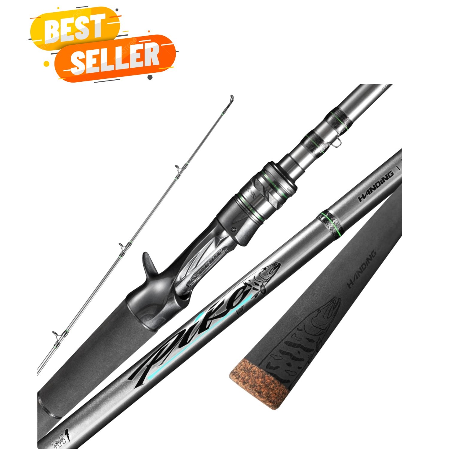 M1 Pike Heavy Fishing Rod Musky Rod 2-Piece Casting Rod with 30+24T Carbon Se…