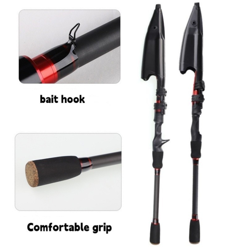 Telescopic Fishing Rod 7′ Baitcast Lure Rod Carbon Fiber Spinning Casting Travel