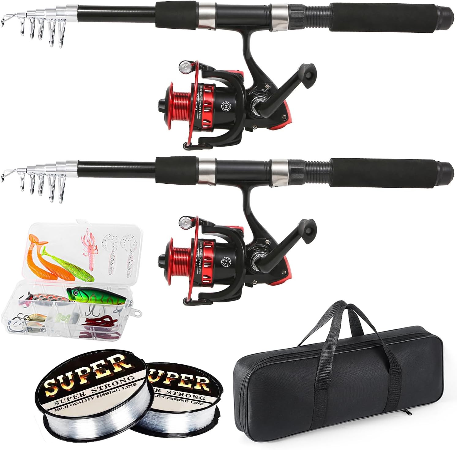 Telescopic 6.9Ft Fishing Rod & Reel Combo Set with Carrier Bag – Carbon Fiber