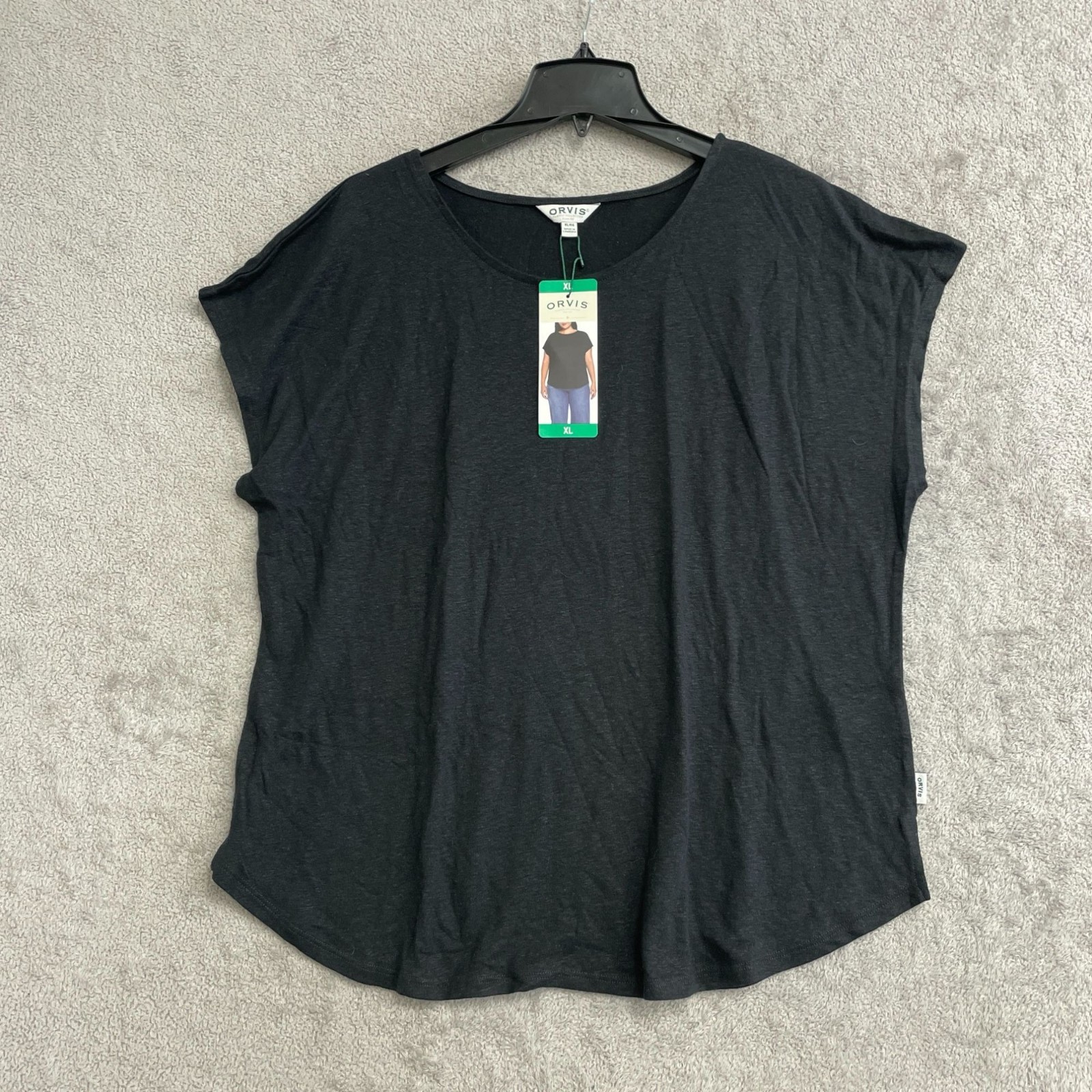 NWT Orvis Women’s XL Black Linen Blend Short Sleeve Top J2131