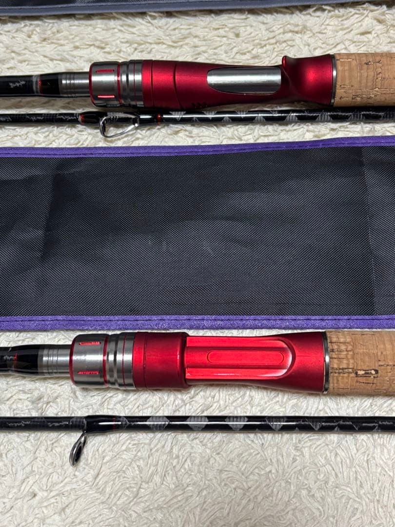 228 Bass Rod Cork Handle Black Red with Rod Case