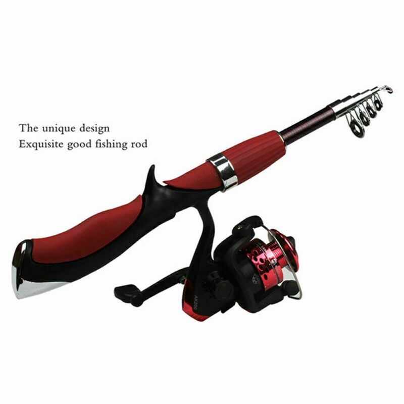 Strong Carbon Fiber Telescopic Fishing Rod Reel Sea Travel Spinning Pole 5.2:1