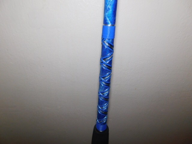 CUSTOM SPINNING ROD 7 FT 25-50 LB SEA BLUES AND PEARL MARBLE NEW