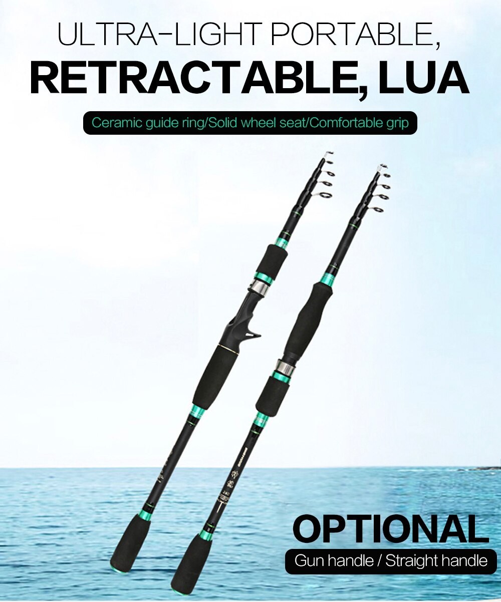 Telescopic Fishing Rod M Power Travel Casting Spinning Rod 1.8M-3.0M Carbon Pole