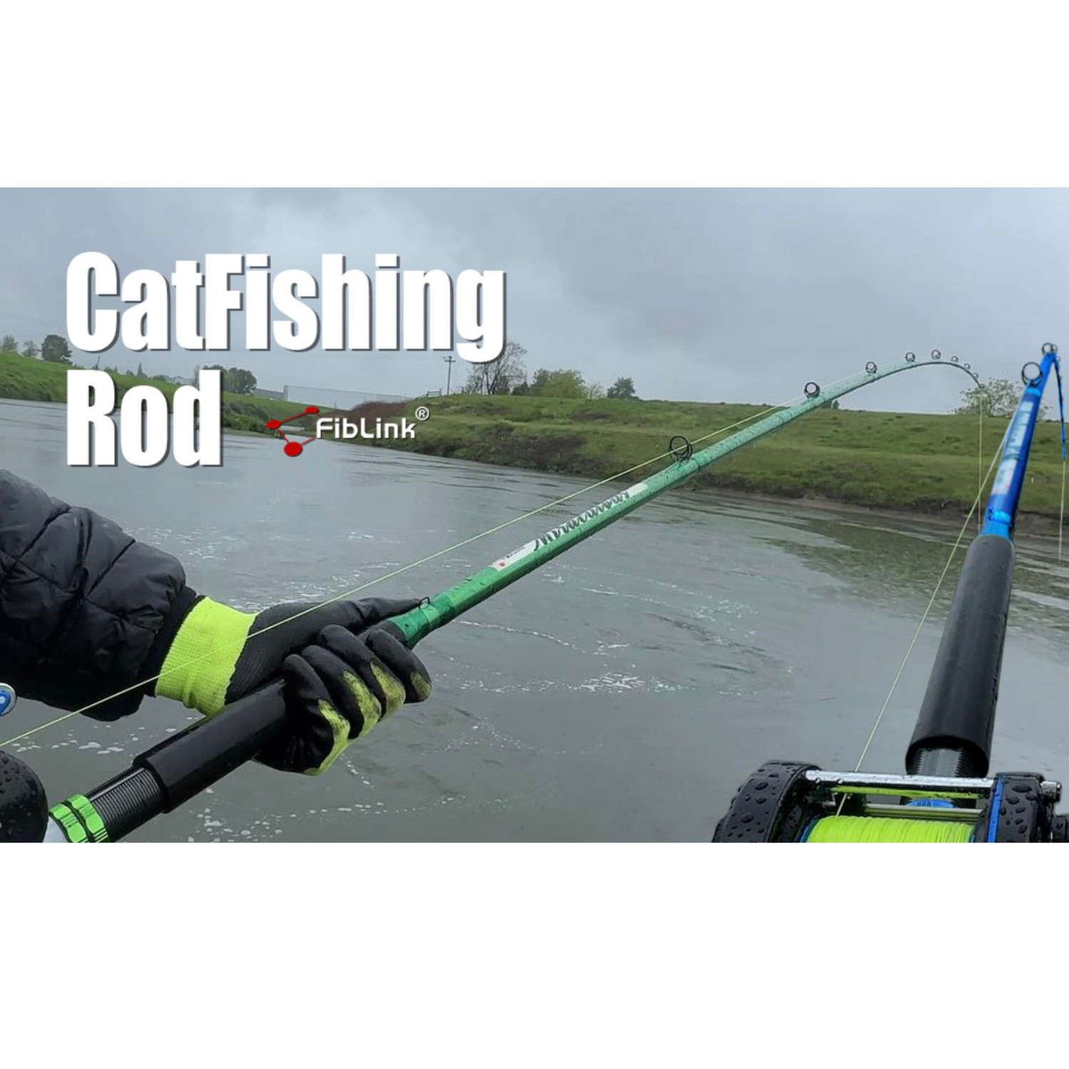 Fiblink 9′ Catfish Fishing Rod 2 Piece Extra Heavy Carbon Fiber Fast Action