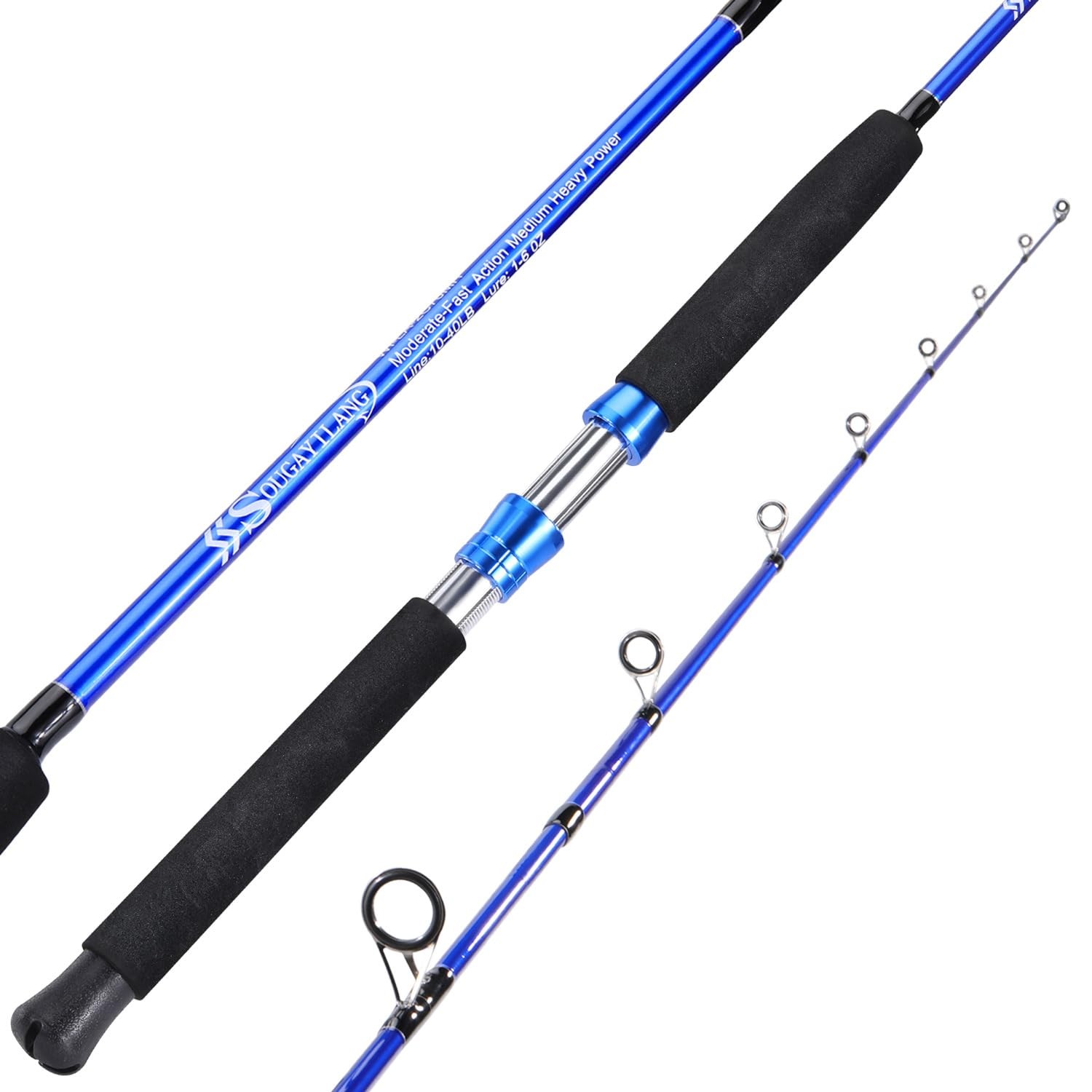 Sougayilang Catfish Fishing Rod 2 Piece 8′ MH/EH Power Spinning Rod